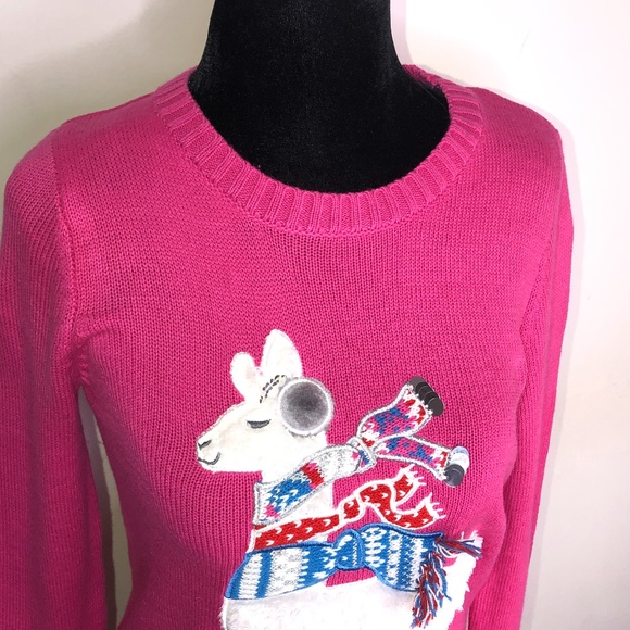Maggie & Zoe Pink Llama Sweater ~Large US 14 - Picture 4 of 16